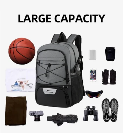 Sports Basketball Backpack Commuting Hiking Trekking Camping Bag Shoes Pocket Outdoor Travel Soccer Gym Football Schoolbag - Image 12