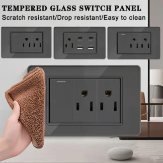 American Thai Standard 118*75mm USB Type-C 20W Fast Charging Power Outlet Smart 3A Socket Wall Light Switch Office Home Use 110V
