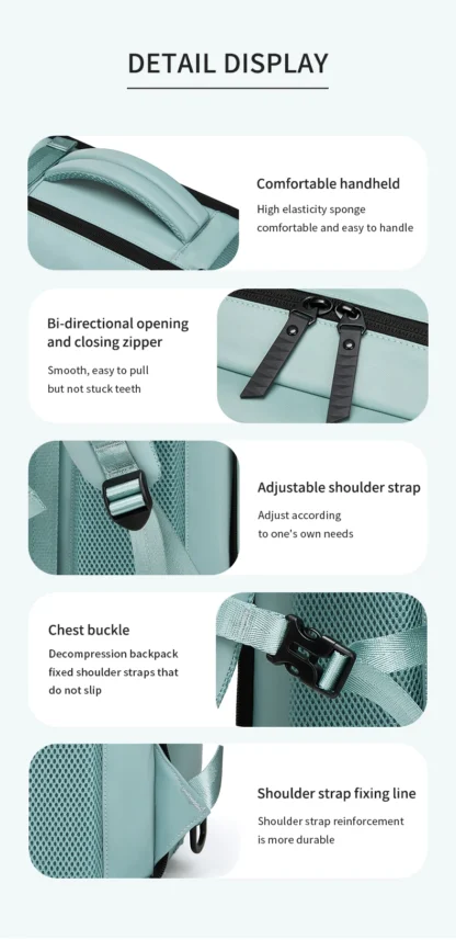 Woman travel backpack,waterproof 16 inch Business Laptop Backpack with Shoe Bag Hidden USB charging port Hiking camping backpack - Image 25
