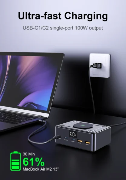 Ueetop 205W GaN Charger Digital Display Desktop USB Type C Charger PD 100W PPS 45W QC4.0 Fast Charging For Laptop Tablet Phone - Image 16