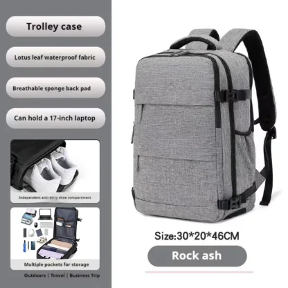 Men's Large Capacity Waterproof Backpack with Independent Compartment and Multifunctional Slots, Retro Multifunctional Travel Ba - Image 10