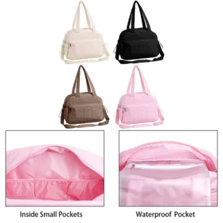 Quilted Puffer Travel Duffle Bag with Wet Pocket Carry on Bag Large Weekender Overnight Bag Gym Tote Bag Shoulder Bag for Women