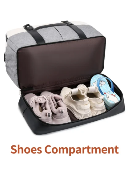 Large Capacity Travel Bag Handbag Tote Travel Bag Shoulder Weekend Bag with Shoe Compartment Breathable Travel Night Bags - Image 5