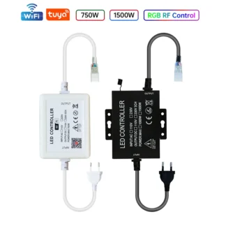 Tuya WiFi RGB Dimmer 220V 750W 1500W EU/AU/UK Power Plug RF Remote Controller for SMD2835/5050 4Pin LED Neon Strip Light