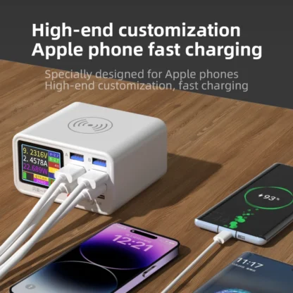 Multi functional 8-port USB Wireless Fast Charging Station Visual Current Detection Charger For Mobile Phone iPad Flash Charging - Image 2