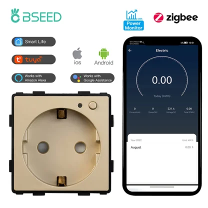 BSEED Zigbee Smart Socket EU Power Monitor Outlet DIY Function Parts Work With Tuya Smart Life Alexa App Indicator Wall Mounted - Image 7