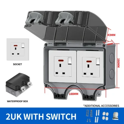 EU/TH/UK/UN/US Outdoor Power Socket Industrial Grade Waterproof IP66 Plastic Junction Box Panel Wall Mount Connector - Image 7