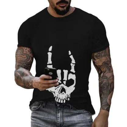 New Men's Gothic Skull Graphic T-shirts Youth Oversized Personalized Y2K Clothes Unisex Streetwear Soft 100% Cotton Short Sleeve - Image 3