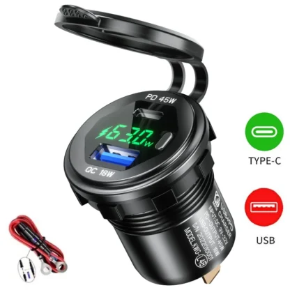 90W Quick Charge Car Charger PD Port Fast Charging Switch ON/OFF Phone Charger LED Display Power Adapter 12V 24V for Car Boat RV - Image 8