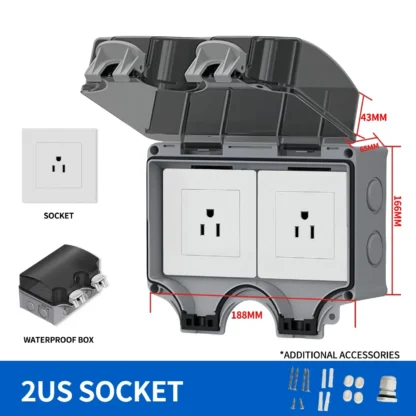 EU/TH/UK/UN/US Outdoor Power Socket Industrial Grade Waterproof IP66 Plastic Junction Box Panel Wall Mount Connector - Image 9