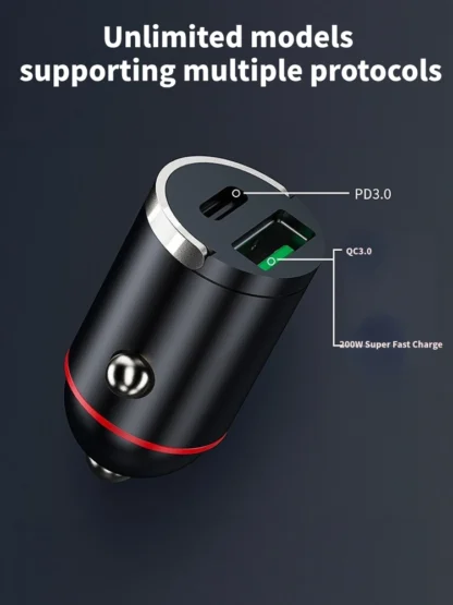Dual USB Mini Pull Ring Car Charger 200W Fast Charging Phone convenient Charger Adapter for iPhone Huawei Xiaomi Samsung QC 3.0 - Image 14