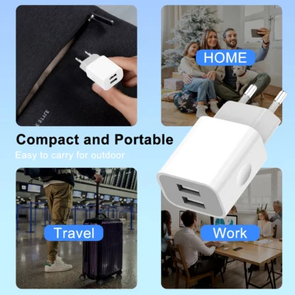 5V 2A USB Charger 2 Ports Chargers Cell Phone EU Plug Power Adapter Wall Charging for Iphone 11 12 13 Pro Max Samsung Xiaomi - Image 5