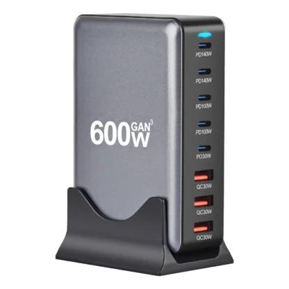 600W GaN Charger PD3.1 USB C Fast Desktop 8-port Type C PD Charger Fast Charge 3.0 USB Fast Charger for iPhone16 15 Samsung
