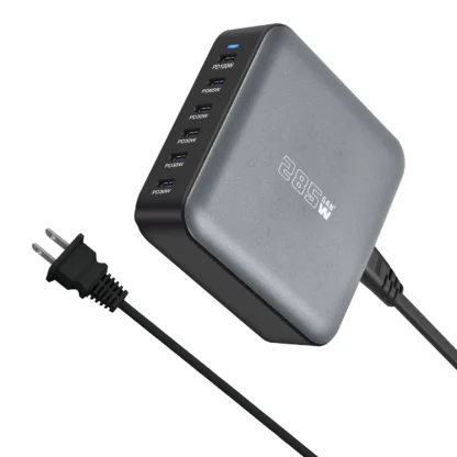 285W USB C Charger GaN 6 Ports Desktop Charging Station For iPhone 13 Samsung Xiaomi iPad MacBook PD Charger Type C Fast Charger - Image 8