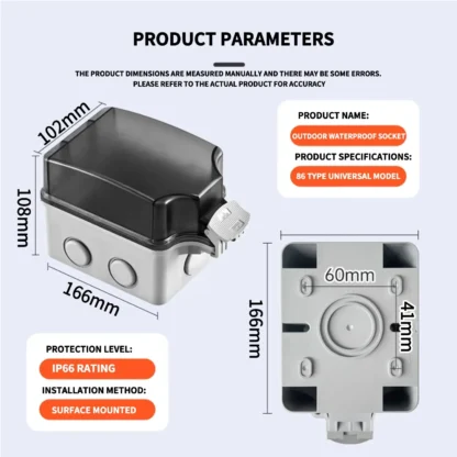 EU/TH/UK/UN/US Outdoor Power Socket Industrial Grade Waterproof IP66 Plastic Junction Box Panel Wall Mount Connector - Image 2