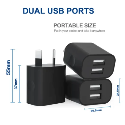 1/5pcs Black Aus USB Plug Dual USB Power Adapter AU Plug Wall Plug Charger 5V/2.1A Adapter For iPhone Pad For Samsung - Image 15