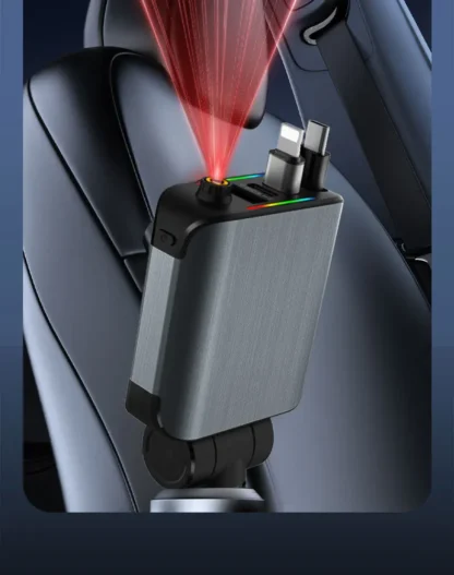 Retractable Car Charger With Starlight, 4 In 1 USB C For IPhone And Android Car Charger Fast Charging, - Image 14