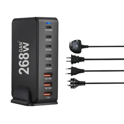 268W/240W GAN Gallium Nitride USB TypeC Multi-port Desktop Travel Charger With Power Adapter PD Charger Office Home Charger - Image 9