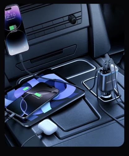 Rocoren 4 IN 1 Retractable Car Charger Mobile Phone 2C+L+A For iPhone Fast Charge Cord for iPhone 16 15 14 13 12 Samsung Xiaomi - Image 18