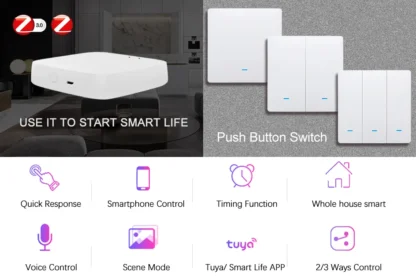 ZigBee Tuya Wall Light Switch Wireless Remote Smart Home Life APP Push Button with no Neutral 2 3 Way UK EU On Off 1 2 3 Gang - Image 14