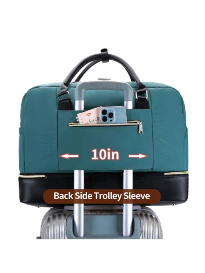 Large Capacity Travel Bag Handbag Tote Travel Bag Shoulder Weekend Bag with Shoe Compartment Breathable Travel Night Bags - Image 15