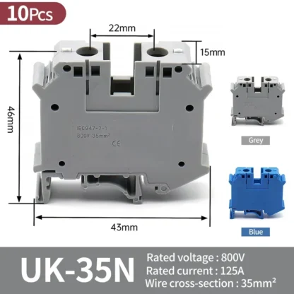 High Quality UK Terminals Screw Clamp Connector for Wiring,Brass DIN Rail Connector, UK1.5N/2.5B/3N/5N/6N/10N/16N/25N/35N/50N - Image 10