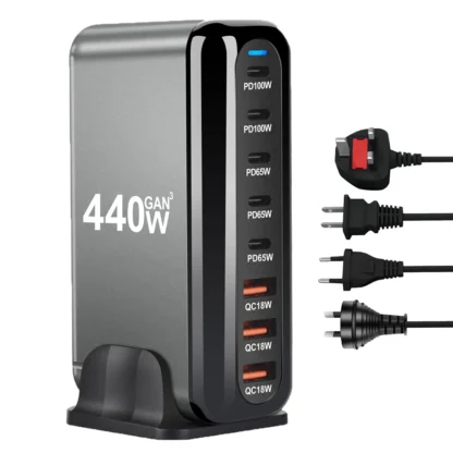 GaN Charger Multi USB Ports Desktop Charging Station Quick Charge For iPhone Huawei Xiaomi Samsung MacBook Type C PD Charger - Image 12