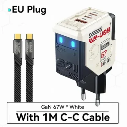 WEKOME Robot 67W GaN Fast Charger Type C Quick Charge QC4.0 PD3.0 PPS Fast USB Charger for iPhone Samsung Xiaomi Tablets Macbook - Image 9