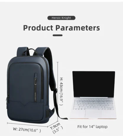 HK Slim Backpack For Men 15.6 Inch Laptop Bags Waterproof Minimalist Business Backpack With USB Charging Casual Travel Work Bag - Image 24
