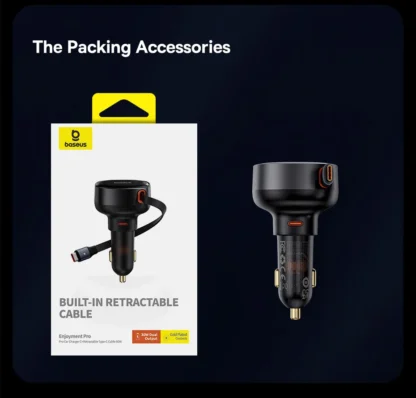 Baseus 60W Car Charger 2 in 1 Retractable Cable SCP 25W QC PD 30W Fast Car Phone Charger For iPad iPhone 16 15 14 13 Pro Samsung - Image 37