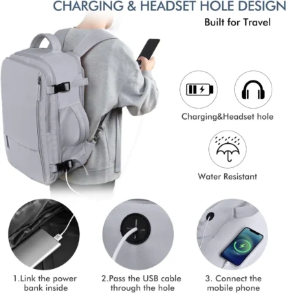 Cross border travel backpack, women's large capacity multifunctional backpack, male student backpack, travel - Image 4