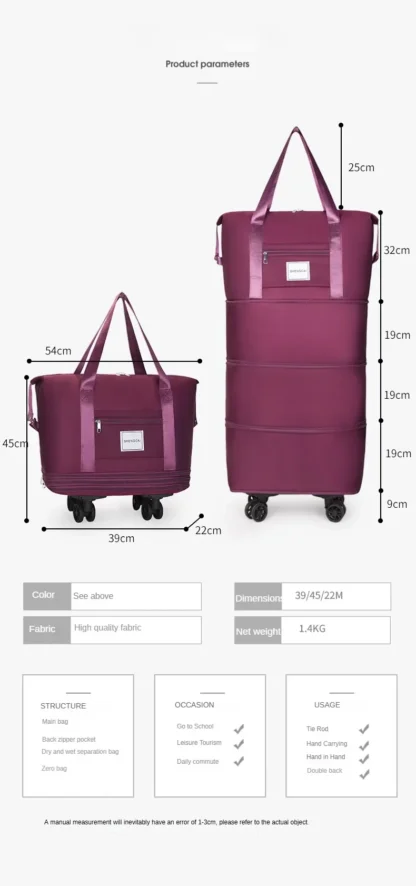 Travel bag, backpack large-capacity disassembly universal wheel storage bag, duffel bag portable multi-layer checked  with wheel - Image 12