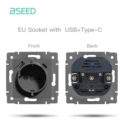 BSEED 1/2Gang 1/2Way Wall Button Switch Part Wall EU Socket Module Part Glass Frame Only Switch Socket DIY Function Part - Image 14