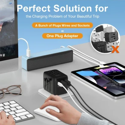 2025 All in One Universal International Travel Adapter 2 USB Port World Travel AC Power Charger Adapter AU US UK EU Converter - Image 2