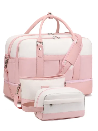 Large Capacity Travel Bag Handbag Tote Travel Bag Shoulder Weekend Bag with Shoe Compartment Breathable Travel Night Bags - Image 9