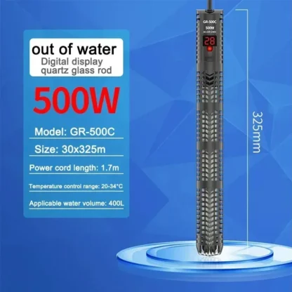 SUNSUN Fish Tank Digital Heating Rod Aquarium Submersible Heater 500W Adjustable Temperature Thermostat LCD Display Fish Farming - Image 7