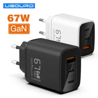 GaN 67W Quick charger type c pd 65w Super fast charger USB C and USB A 3 Ports with QC 4.0 3.0 for Samsung iPhone 15 Pro Laptop