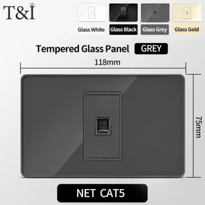 Gray Tempered Glass Italian Standard Wall Switch Socket 118x75mm with USB Type-C Outlet Fast Charging for Home Office Kitchen - Image 11