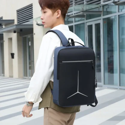 Men's Fashion Multifunctional Computer Backpack Large Capacity Waterproof Fabric Unisex Business Duty Backpack Shoulder Oxford F - Image 5
