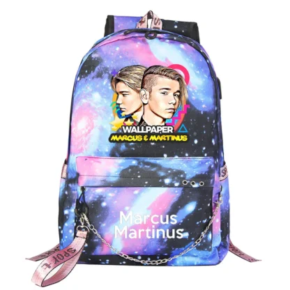 Marcus and Martinus Boys Girls School Bags Teenager USB Charging Chain Travel Backpack Student College Bookbag Mochila - Image 3