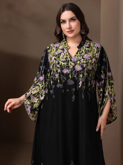 TOLEEN Fashionable And Elegant Long Sleeve A-line Casual Printed Party Arabic Clothing 2024 New Summer Plus Size Women Eid Dress - Image 3