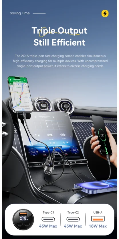 Essager USB C Car Charger 3 Ports 108W Type C Fast Charge PPS PD3.0 QC Car Phone Charger For  iPhone 16 15 Samsung Huawei Xiaomi - Image 12