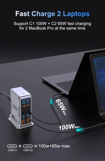 Ubigbuy 300W GaN Charger PPS PD 100W USB Type C 6-Port Digital Display Desktop Fast Charging Station for MacBook iPhone Samsung - Image 17