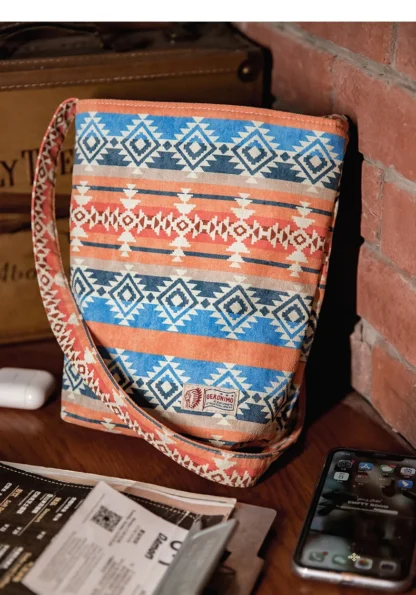 Maden Vintage Ethnic Elements Canvas Bucket Bag Niche Reversible One-Shoulder Crossbody Cotton Commuting Bag for Women - Image 21