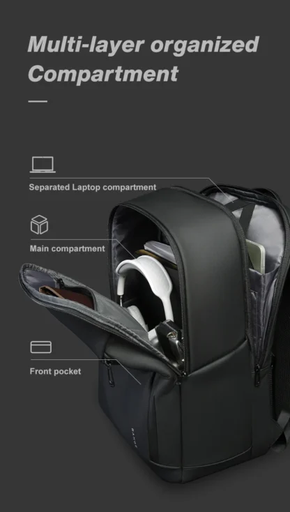 BANGE New Casual Multi-Pockets Big Capacity Daily 15.6inch Laptop Light Waterproof For Business Trip Roomy Men Backpack with YKK - Image 14