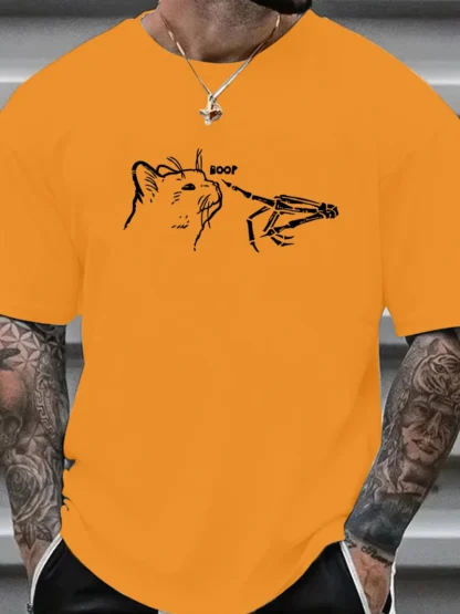 Camiseta deportiva de manga corta con cuello redondo para hombre, 100% algodón, cómoda, informal, holgada, de talla，Exquisite p - Image 7