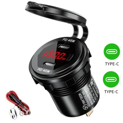 90W Quick Charge Car Charger PD Port Fast Charging Switch ON/OFF Phone Charger LED Display Power Adapter 12V 24V for Car Boat RV - Image 11