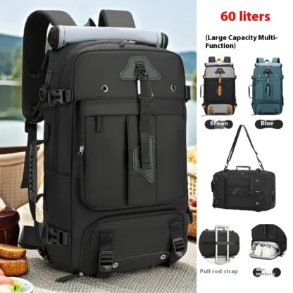 Large capacity men's backpack with high-end feel, travel backpack, sports outdoor luggage bag, mountain climbing bag, waterproof - Image 5