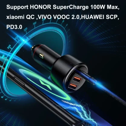 200W USB PD Car Charger 3port Super Fast Charger2.0 100W 65W SuperCharge QC3.0 for Honor Xiaomi Vivo Huawei iPhone 14 13Pro - Image 4