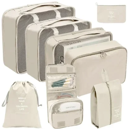 8-piece Set Travel Bag Organizer Clothes Luggage Travel Organizer Blanket Shoes Organizers Bag Suitcase Pouch Packing Cubes - Image 2